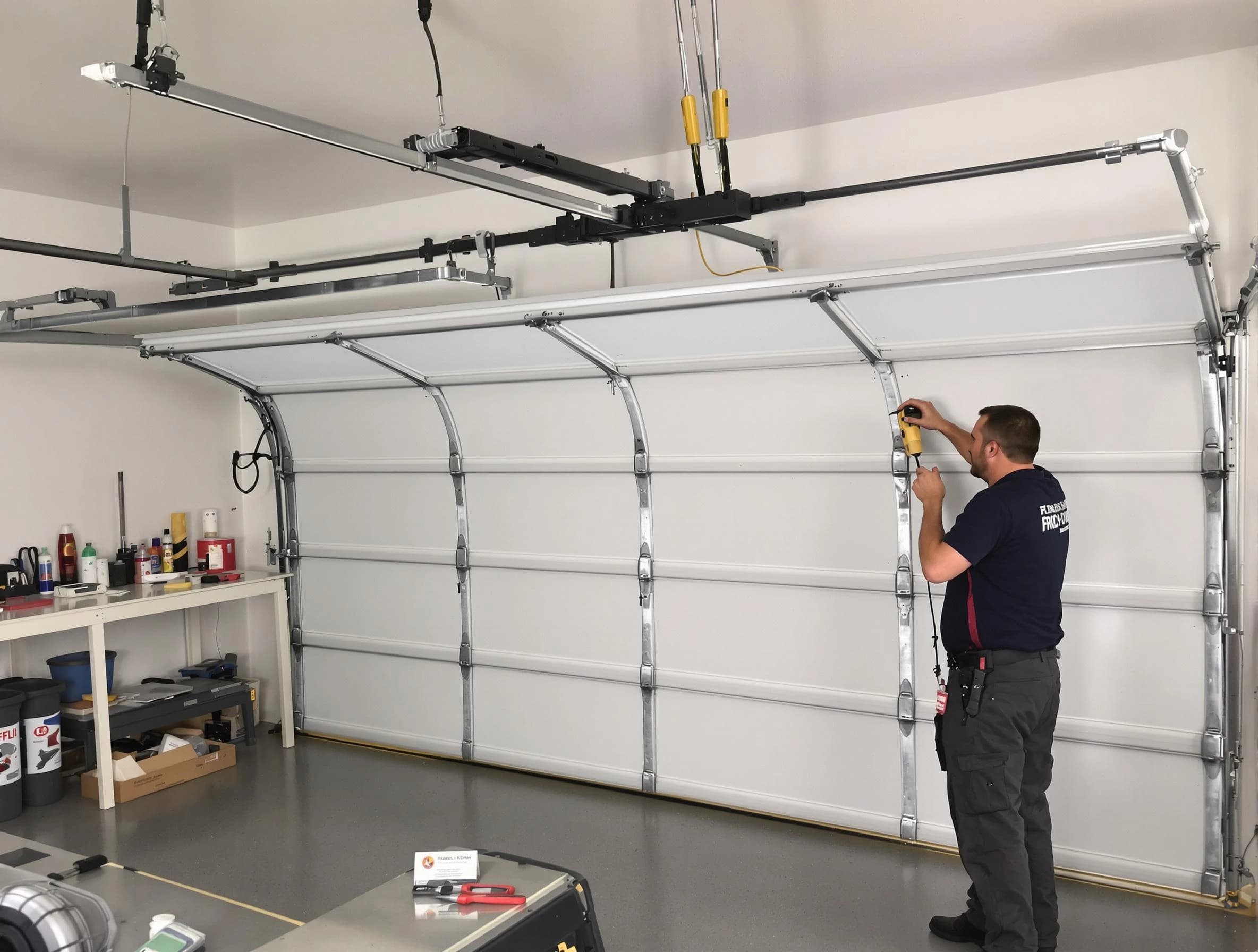Forest Hills Garage Door Repair certified technician performing overhead door system repair in Forest Hills