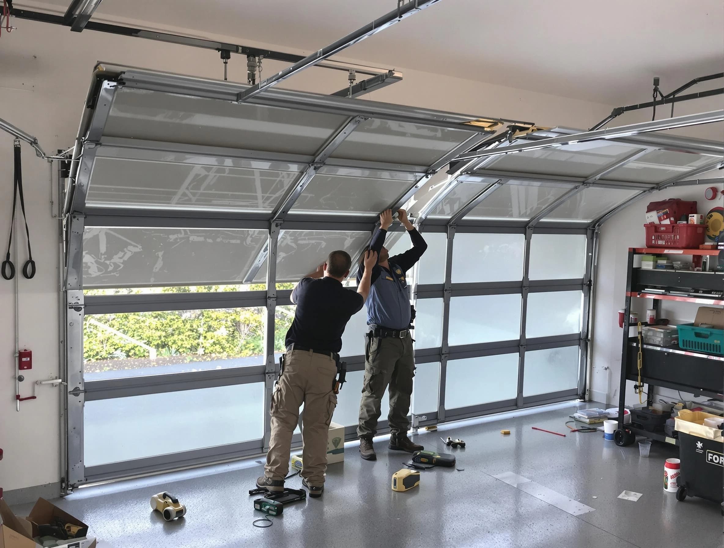 Forest Hills Garage Door Repair expert performing precise panel replacement on Forest Hills garage door
