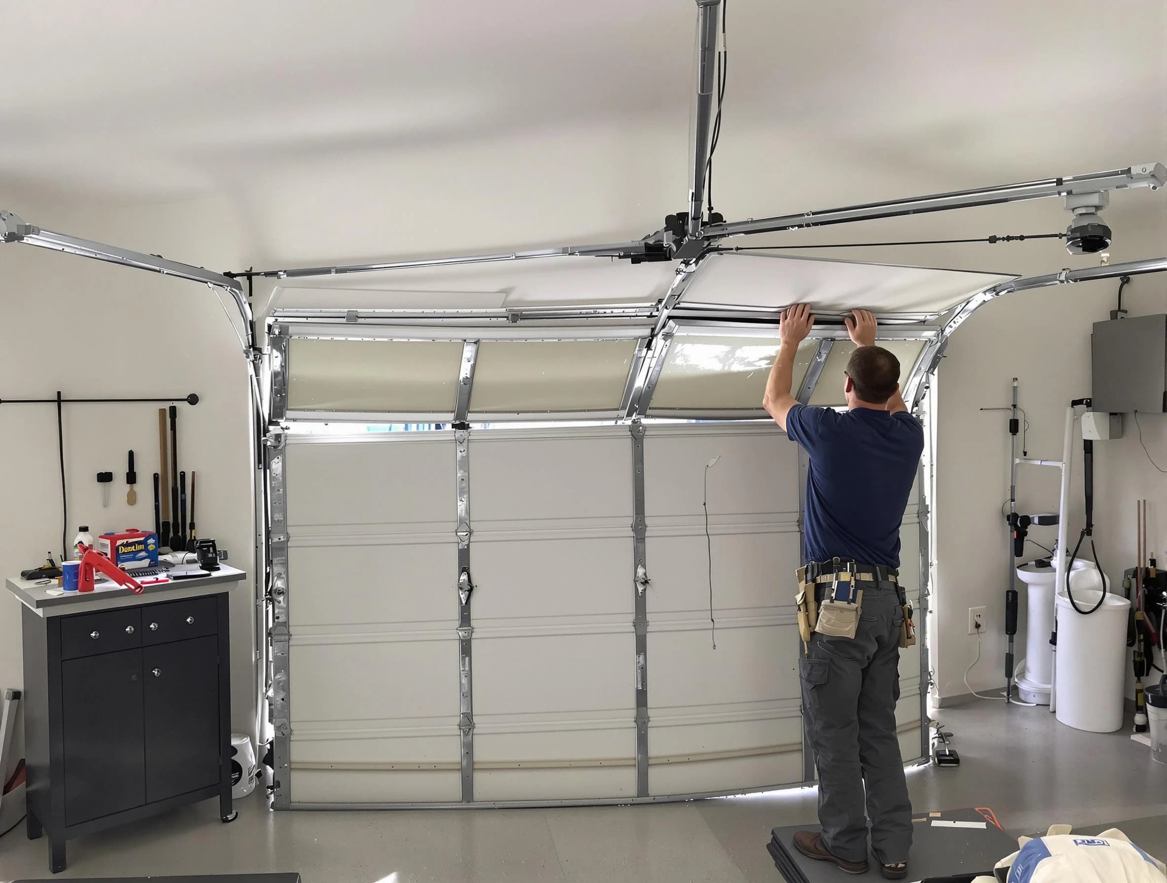 Forest Hills Garage Door Repair specialist performing precise section replacement on Forest Hills garage door