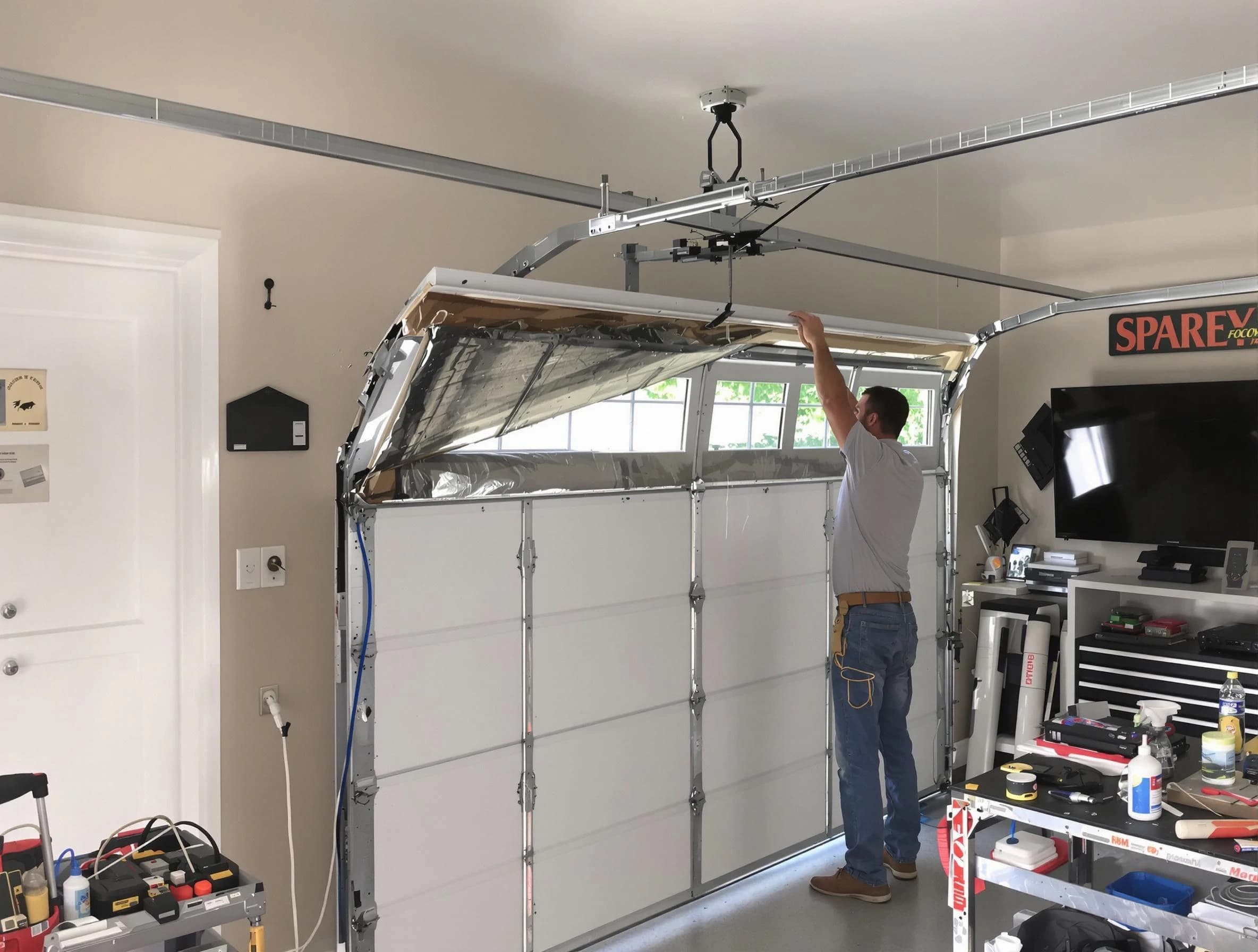 Garage door section replacement by Forest Hills Garage Door Repair in Forest Hills
