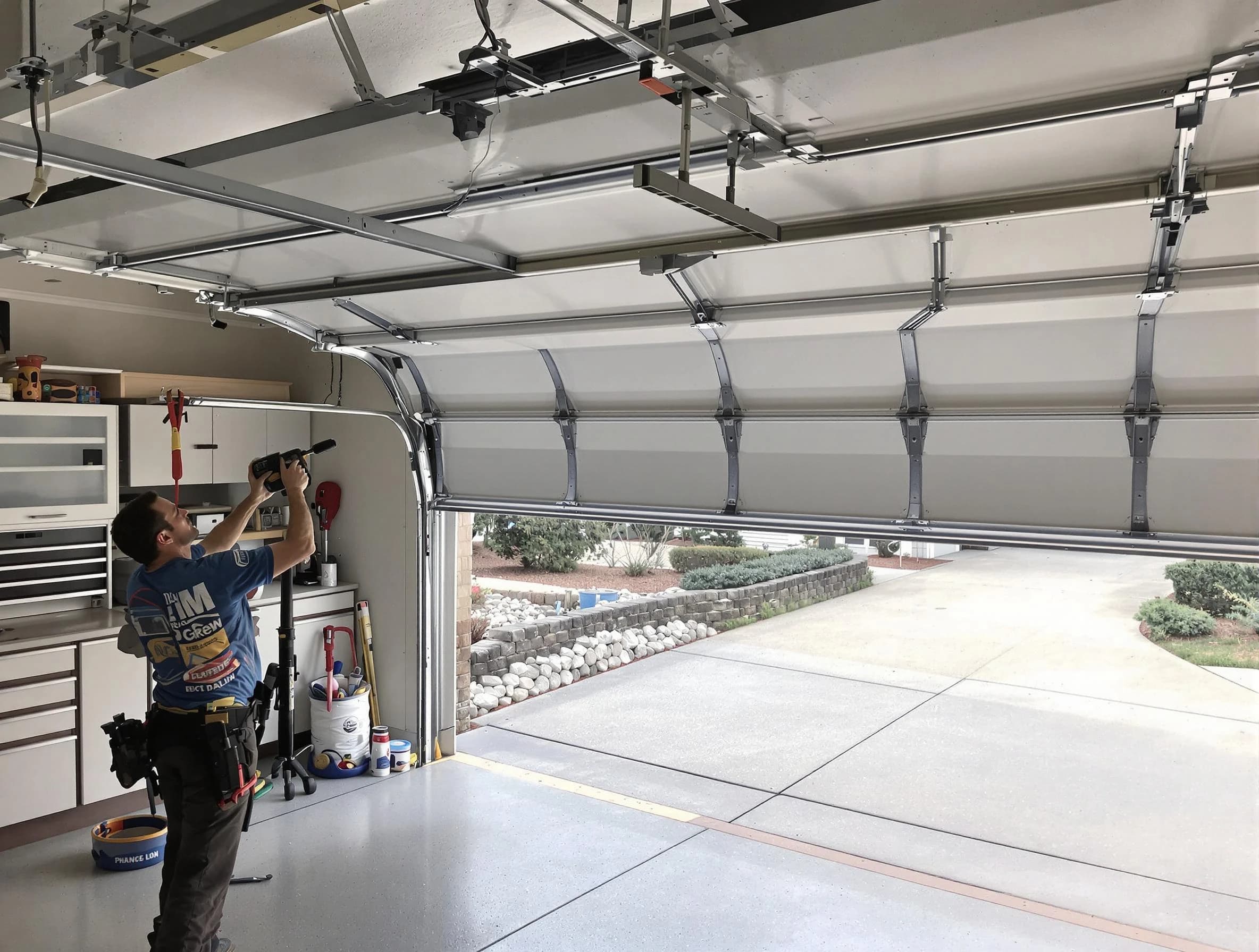 Garage door track repair service by Forest Hills Garage Door Repair in Forest Hills