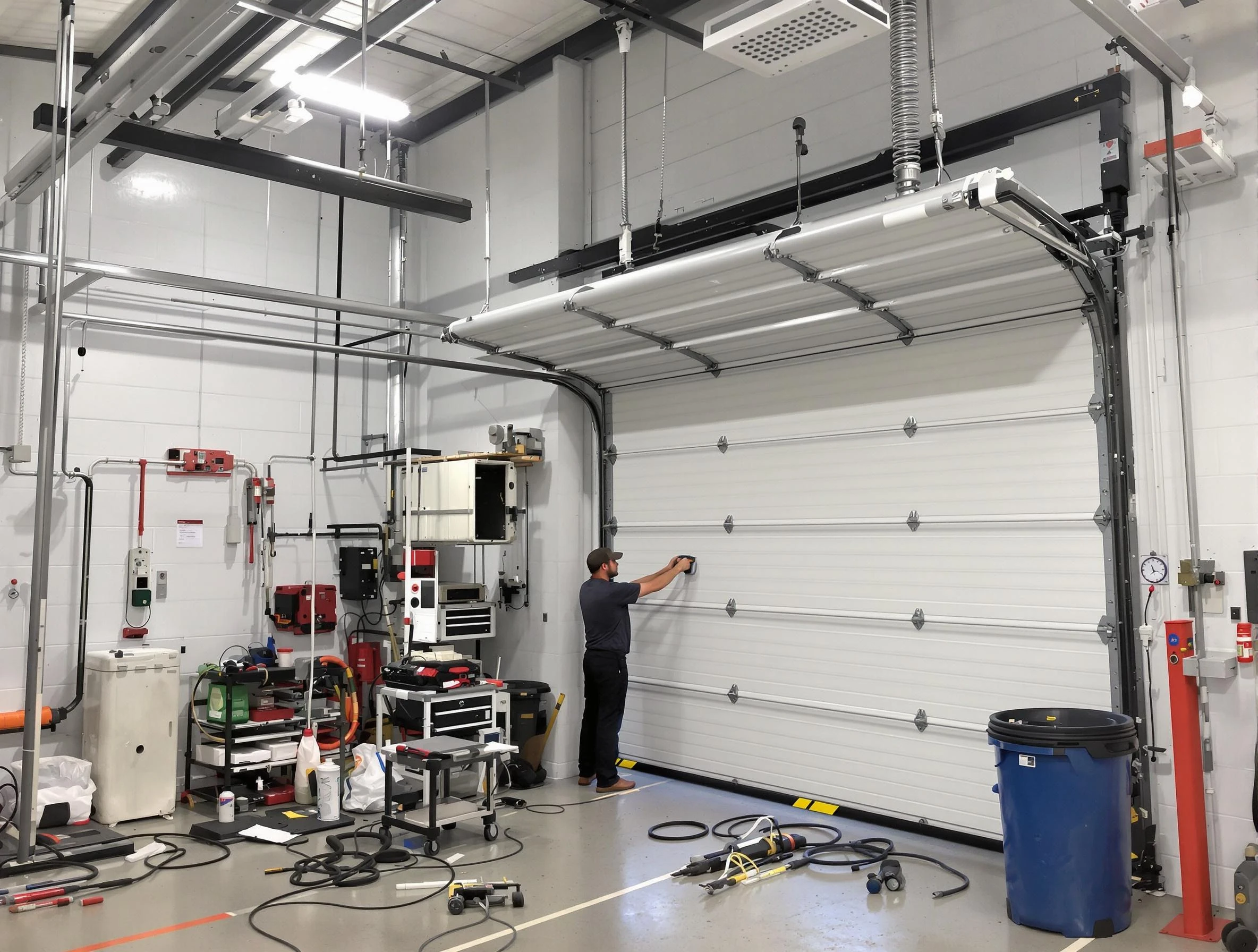 Forest Hills Garage Door Repair certified technician performing commercial door repair at a Forest Hills business facility