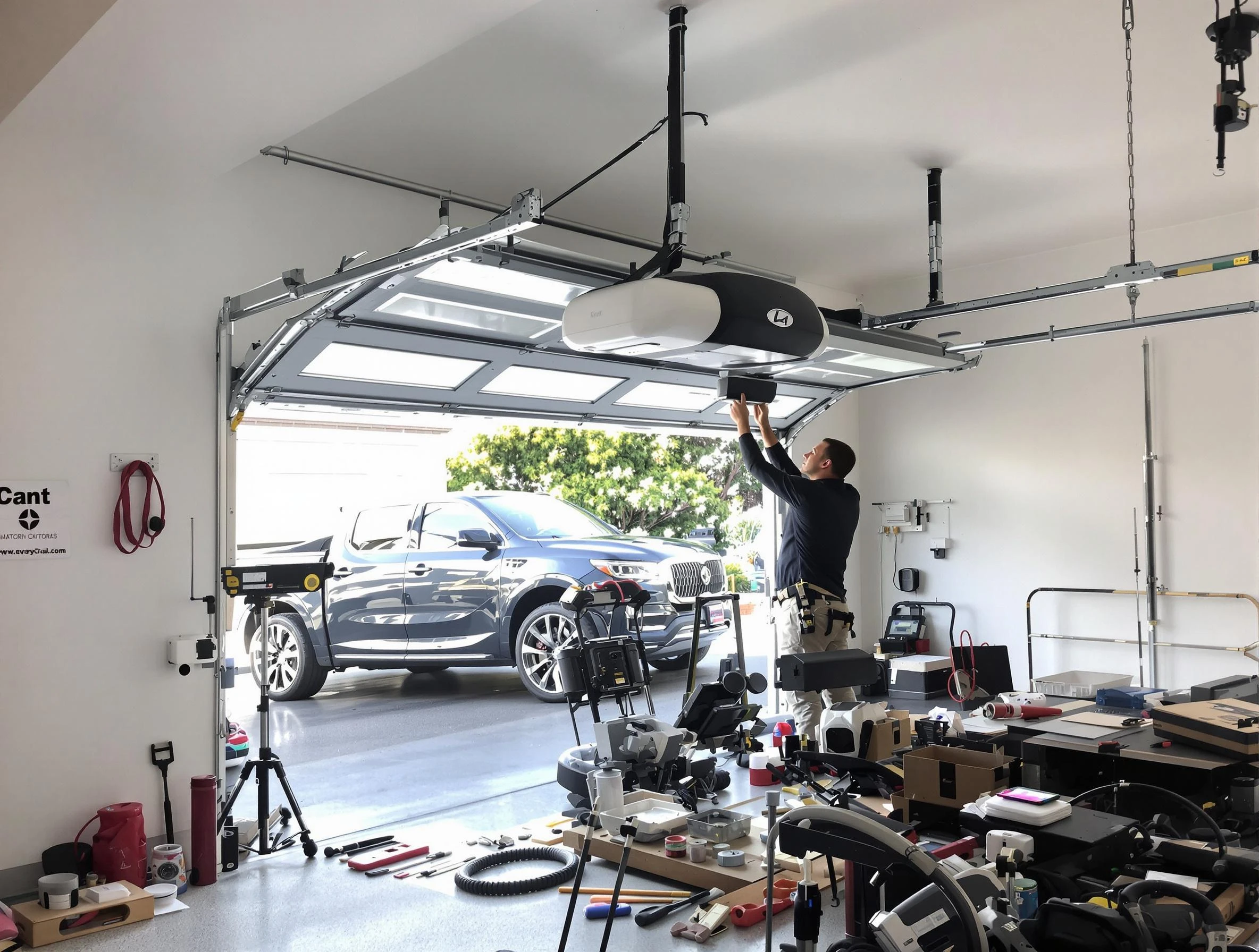 Forest Hills Garage Door Repair specialist installing smart garage door opener system in Forest Hills home