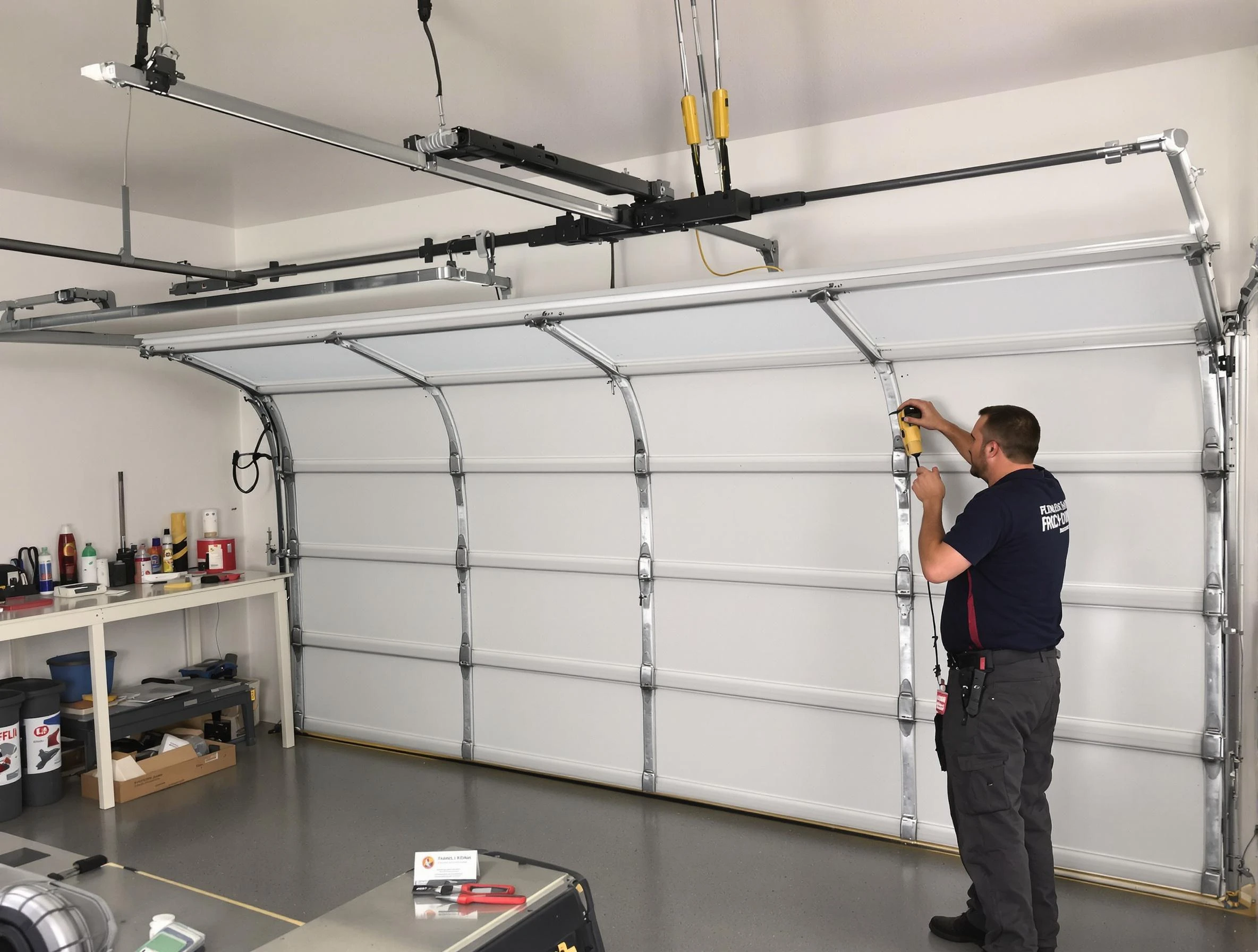 Forest Hills Garage Door Repair certified technician performing overhead door system repair in Forest Hills